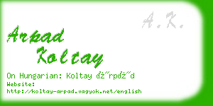 arpad koltay business card